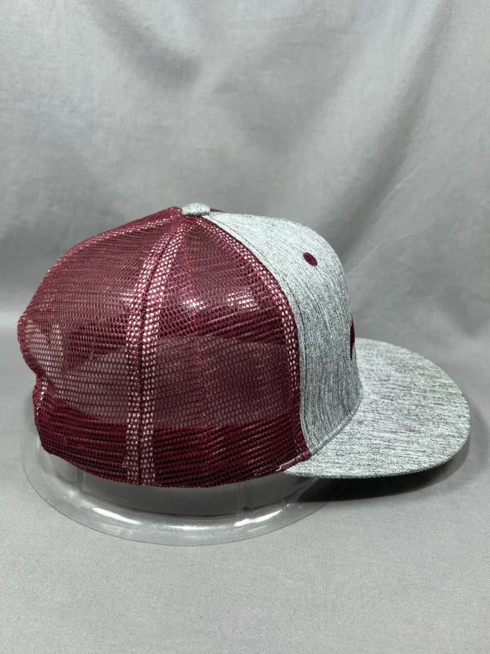 Ford Mustang Trucker Hat Snapback Gray Burgundy Horse Pony Motorsports Adult Cap
